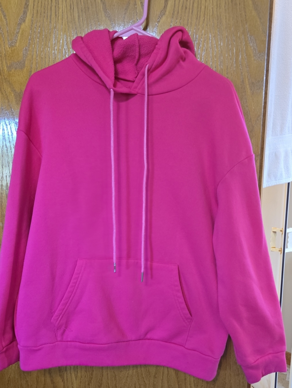Women's Shein Hot Pink Fleece-Lined Hoodie Sweatshirt - Surfboard Print Back